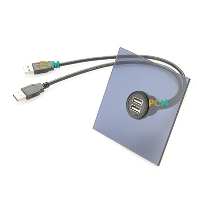 Cebl mownt fflysio porthladd deuol USB-A